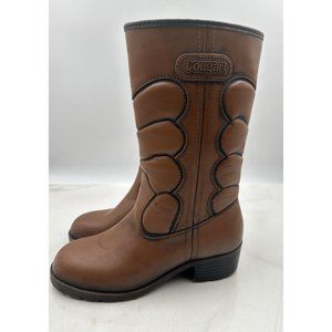 Vtg Space Puffy Tan Leather Orange Fleece Lining Cougar Boots Canada Size 6